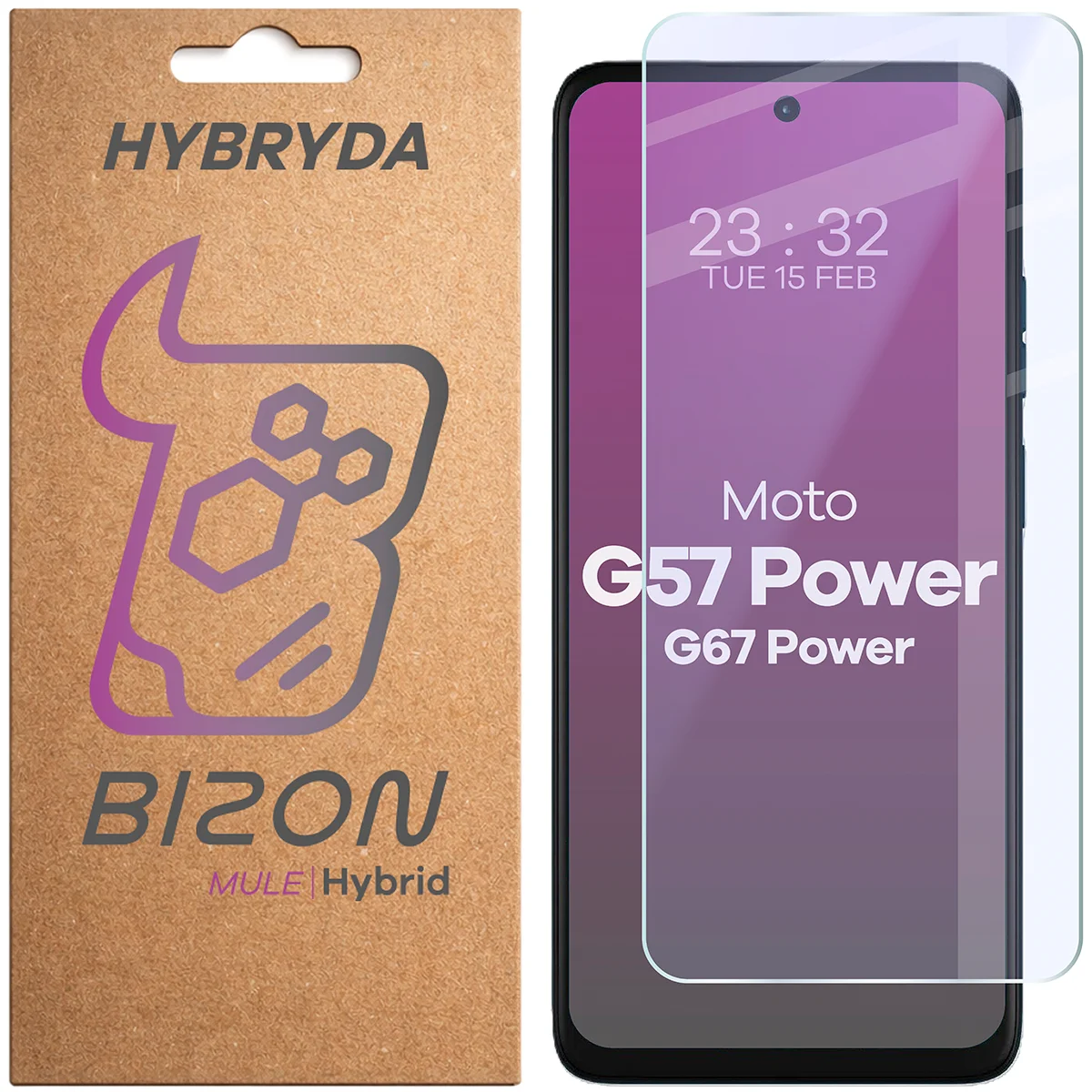 Szkło hybrydowe na ekran Bizon Hybrid Mule do Motorola Moto G57 Power / G67 Power